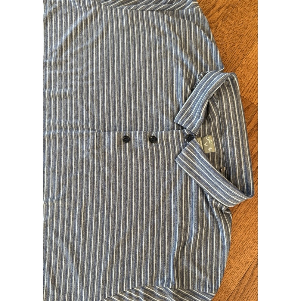 Callaway Swing Tech performance polo men's 4XLT gray ss striped golf Shirt